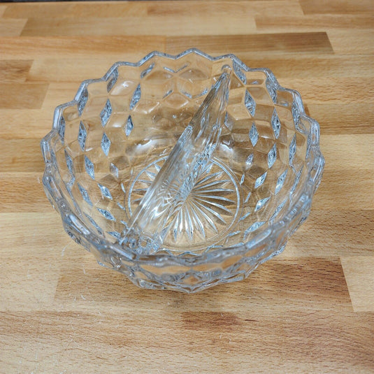 Fostoria American Cubist Clear Glass Round Mayonnaise Bowl 6.5 Stem 2056