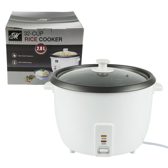 32-Cup Rice Cooker Or Food Wormer Steamer Electric Nonstick Easy To Use In White