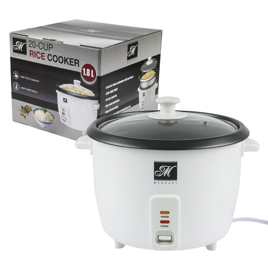 20-Cup Rice Cooker Or Food Warmer Steamer Electric Nonstick Easy To Use In White