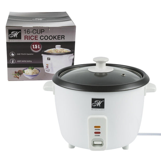 16-Cup Rice Cooker Or Food Warmer Steamer Electric Nonstick Easy To Use In White