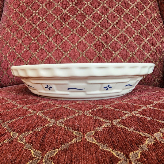 Longaberger Pie Baking Plate 10 inch Woven Traditions Classic Blue With Box