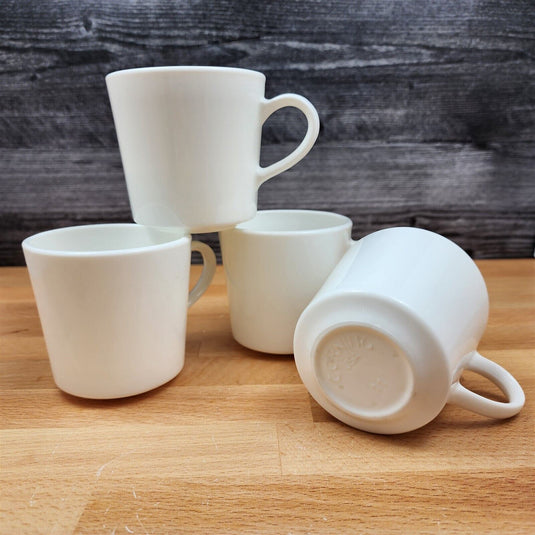 Corelle Corning White Coffee Cup Set of 4 Ear Shape Handle Mugs