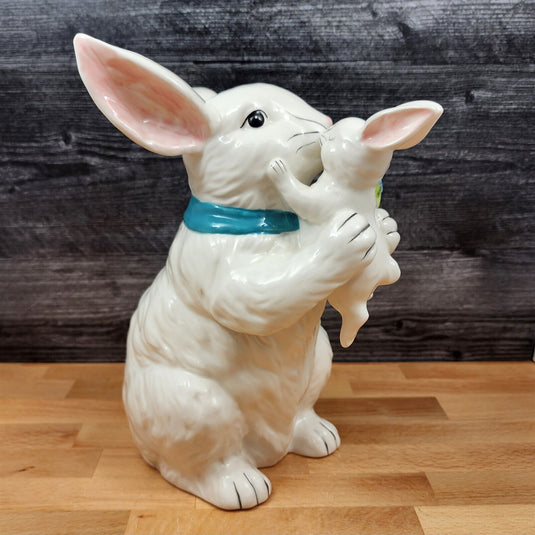 White Bunny Mom and Baby Figurine by Blue Sky and Heather Golminic Decorative