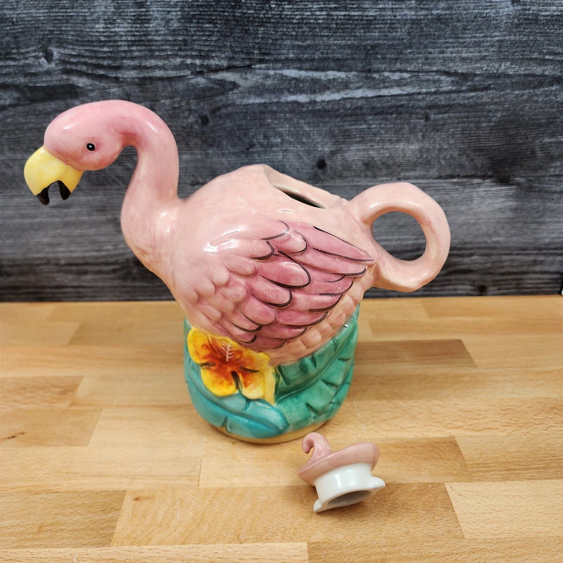 Load image into Gallery viewer, Flamingo Teapot Summer Fun Ceramics Animal Décor by Blue Sky Heather Goldminc
