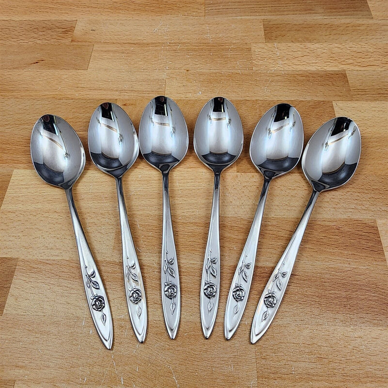 Load image into Gallery viewer, Oneida MY ROSE Soup Spoon Set of 6 Community Stainless Flatware 7 7/8"
