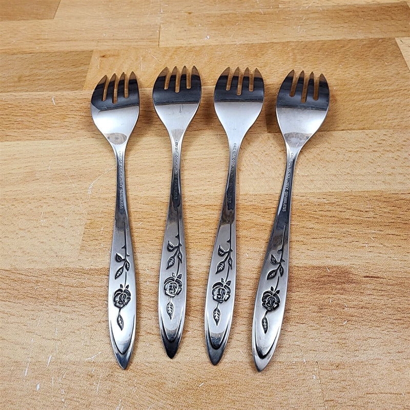 Load image into Gallery viewer, Oneida MY ROSE Salad Fork Set of 4 Community Stainless Flatware 6 1/4&quot; (16cm)
