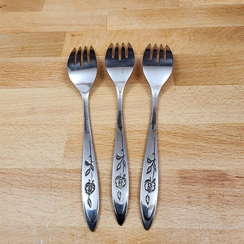 Load image into Gallery viewer, Oneida MY ROSE Salad Fork Set of 3 Community Stainless Flatware 6 1/4&quot; (16cm)
