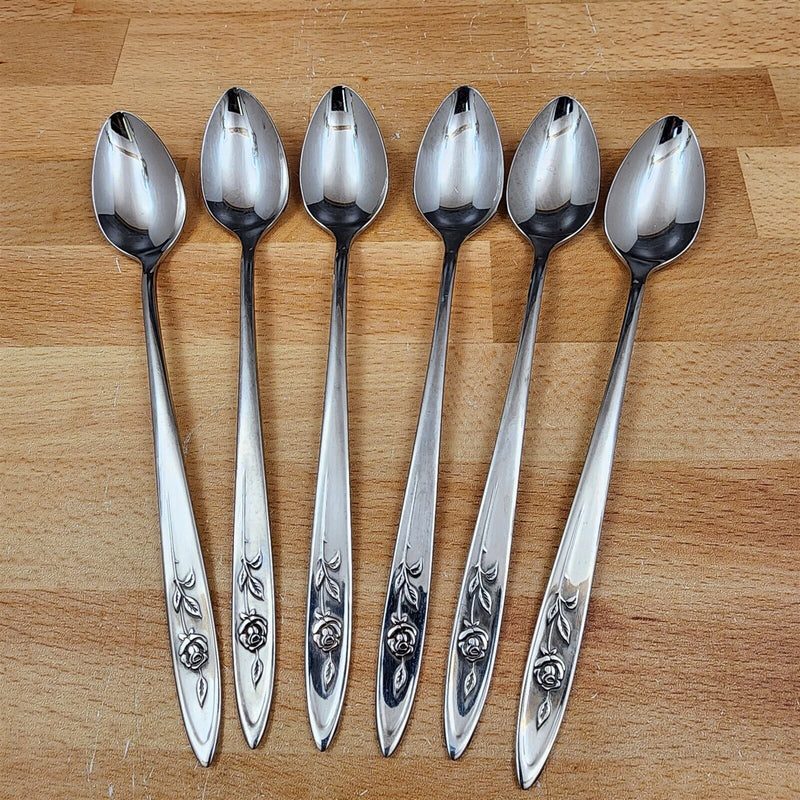 Load image into Gallery viewer, Oneida MY ROSE Ice Tea Spoon Set of 6 Community Stainless Flatware 7 1/2&quot; (19cm)
