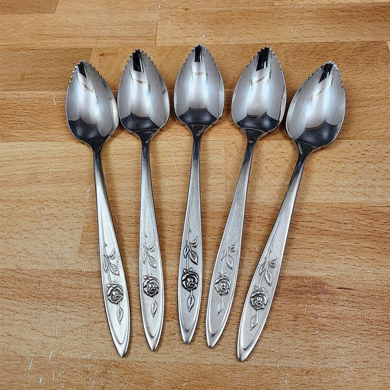 Load image into Gallery viewer, Oneida MY ROSE Grapefruit Spoon Set of 5 Community Stainless Flatware 6&quot; (15cm)
