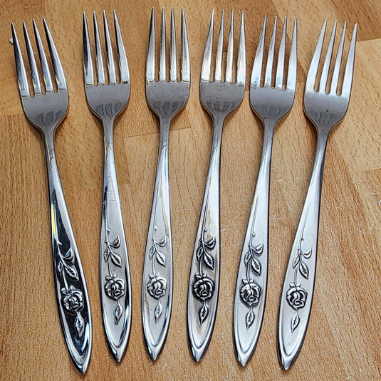 Oneida MY ROSE Dinner Forks Set of 6 Community Stainless Flatware 7 1/4" (18cm)