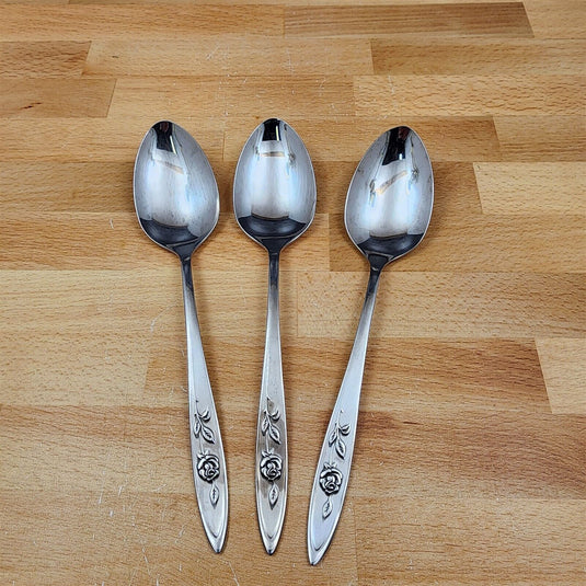 3 Oneida MY ROSE Tablespoon Serving Spoon Community Stainless Flatware 8 1/4