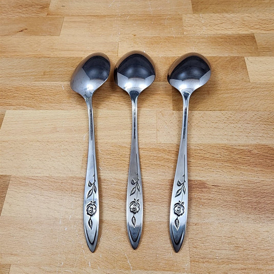 3 Oneida MY ROSE Tablespoon Serving Spoon Community Stainless Flatware 8 1/4"