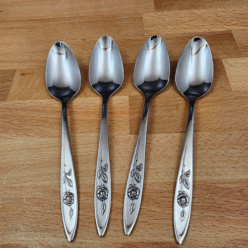 Oneida MY ROSE Soup Spoon Set of 4 Community Stainless Flatware 7 7/8