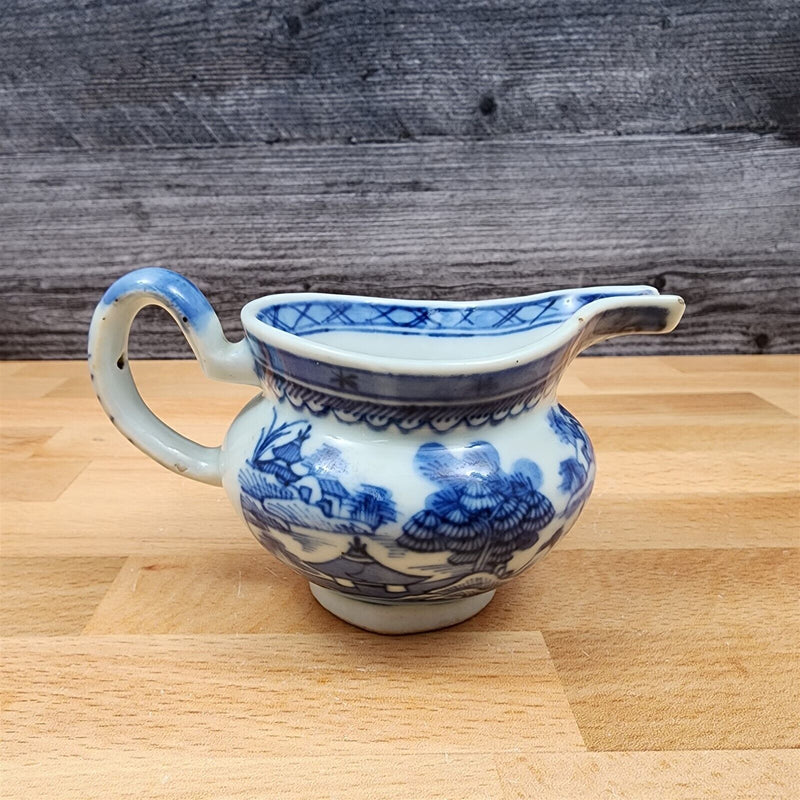 Load image into Gallery viewer, Snout-Nosed Creamer 3” By Canton Antique Chinese Export Blue White Porcelain
