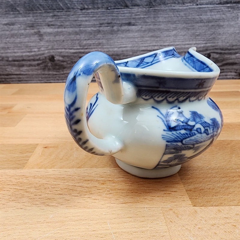 Load image into Gallery viewer, Snout-Nosed Creamer 3” By Canton Antique Chinese Export Blue White Porcelain
