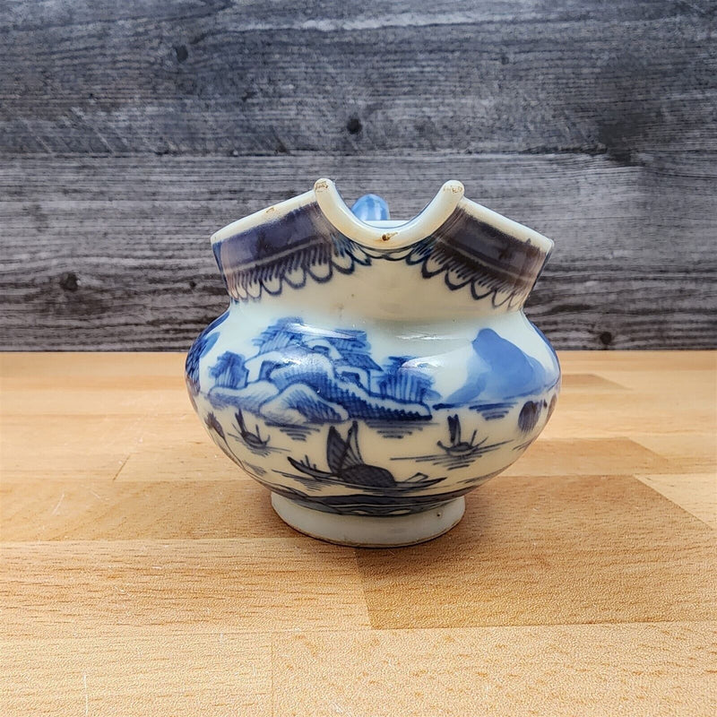 Load image into Gallery viewer, Snout-Nosed Creamer 3” By Canton Antique Chinese Export Blue White Porcelain
