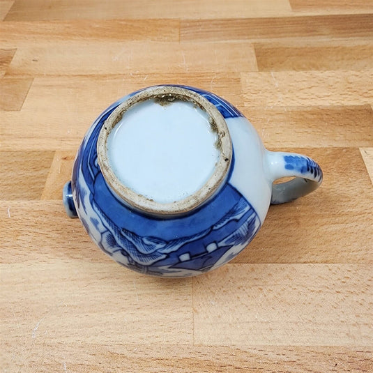 Snout-Nosed Creamer 3” By Canton Antique Chinese Export Blue White Porcelain