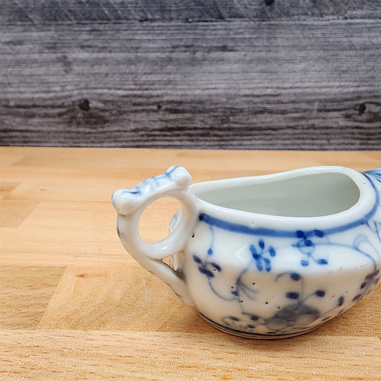 German Flow Blue Onion Design Medical Porcelain Invalid Baby Feeder Cup