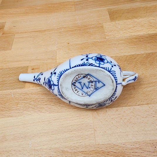German Flow Blue Floral with Gold Trim Medical Porcelain Invalid Baby Feeder Cup