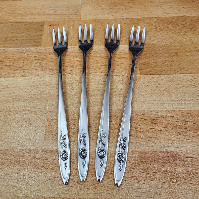 Load image into Gallery viewer, 4 Oneida MY ROSE Cocktail Seafood Fork Community Stainless Flatware 6 1/4" 16cm
