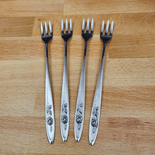 4 Oneida MY ROSE Cocktail Seafood Fork Community Stainless Flatware 6 1/4" 16cm