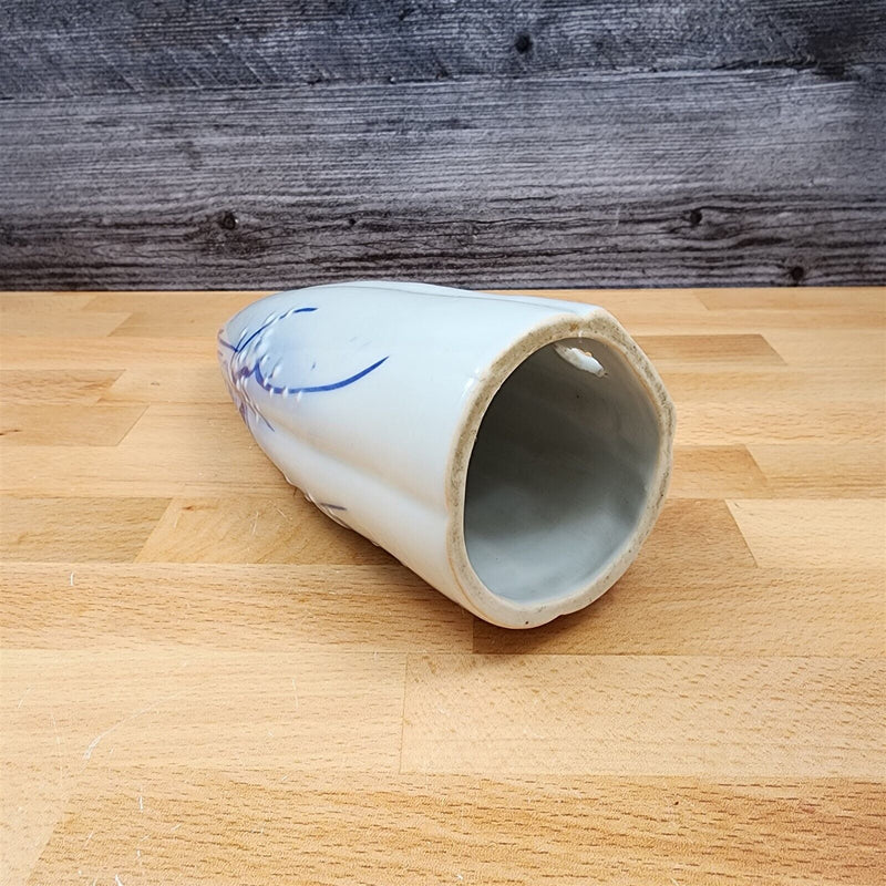 Load image into Gallery viewer, Porcelain Japan Blue &amp; White Iris Wall Pocket Vase Planter Conical Cone Sconce
