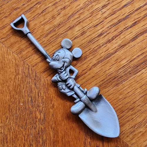 Walt Disney Mickey Mouse and Shovel Collector Souvenir Spoon 4in Pewter