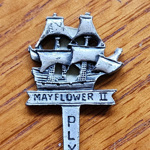 Plymouth New England Mayflower II Collector Souvenir Spoon 3.5 in Pewter