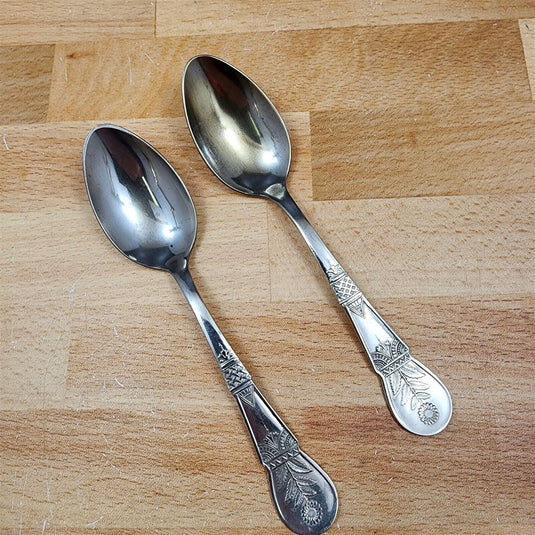 Shefield Plate Sunflower Design Set of 2 Spoon Silverplated Flatware 6 in (15cm)