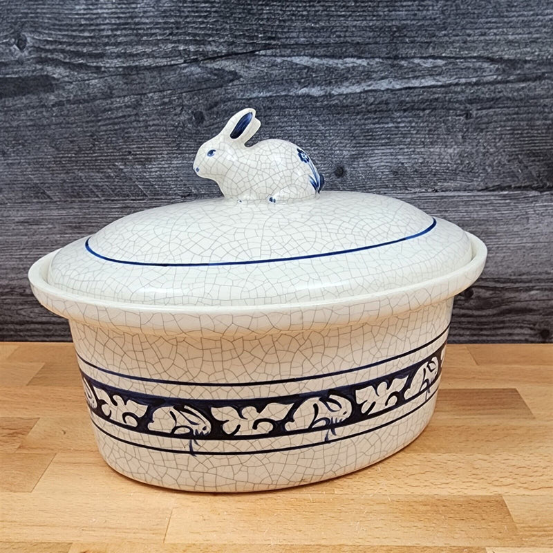 Load image into Gallery viewer, Dedham Pottery Rabbit Oval Covered Vegetable Casserole Dish By Pottery Shed
