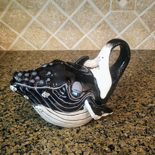 Whale Ceramic Teapot Decorative Kitchen Decor Blue Sky by Lynda Corneille