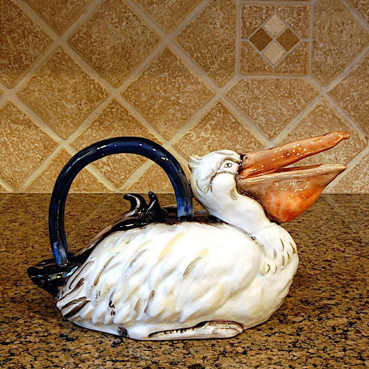 Pelican Bird Teapot Collectible Decorative Home Décor Blue Sky Clayworks