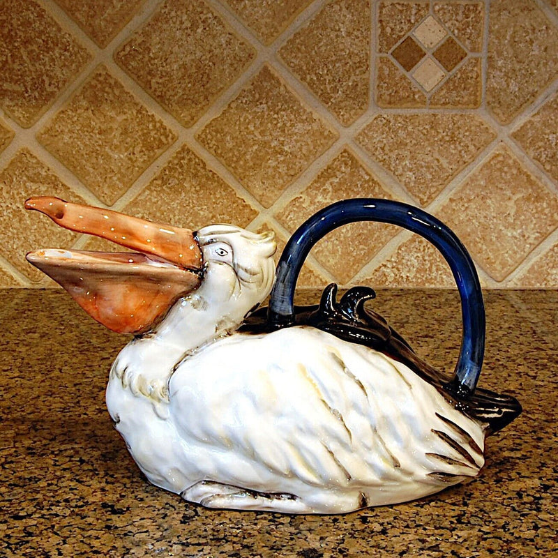 Load image into Gallery viewer, Pelican Bird Teapot Collectible Decorative Home Decor Blue Sky Clayworks
