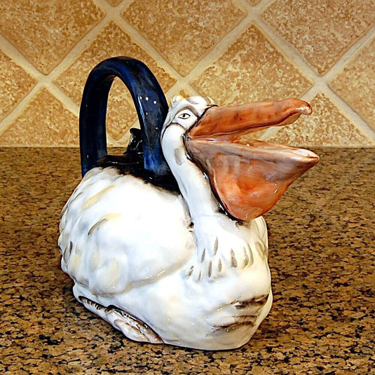 Pelican Bird Teapot Collectible Decorative Home Decor Blue Sky Clayworks