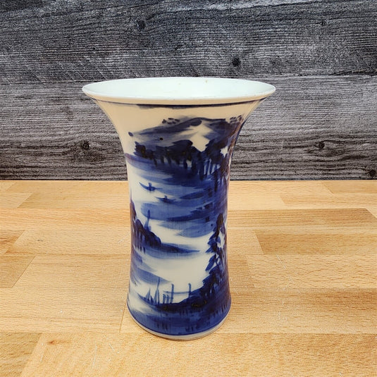 Chinese Vase Cobalt Blue & White Porcelain Floral Plant Holder