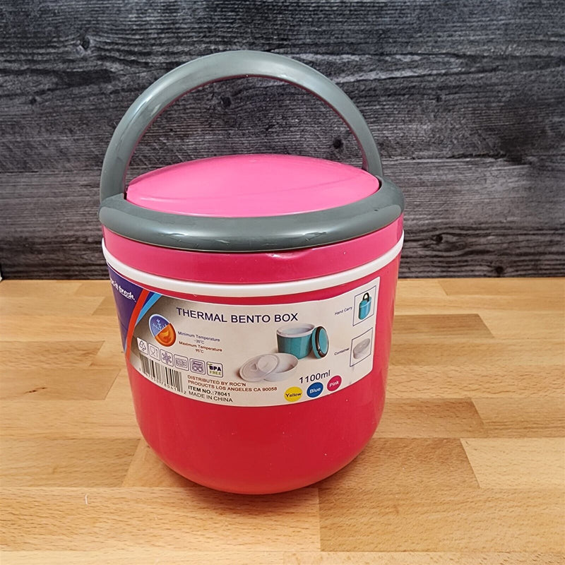 Load image into Gallery viewer, Thermal Bento Box In Pink With Separate Inside Container Holds 37Oz 1100Ml
