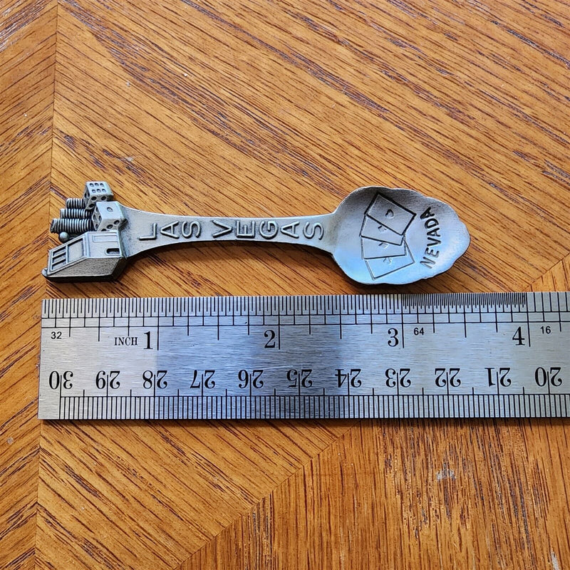 Load image into Gallery viewer, Las Vegas Casino Sin City Nevada Collectible Travel Souvenir Spoon 4&quot; Pewter
