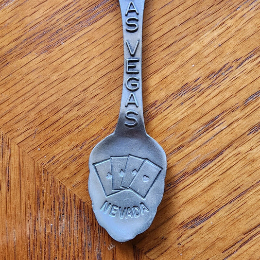 Las Vegas Casino Sin City Nevada Collectible Travel Souvenir Spoon 4" Pewter