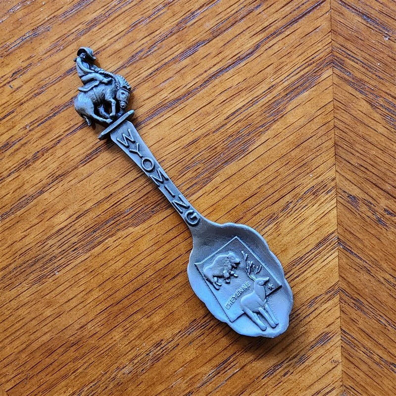 Load image into Gallery viewer, Cheyenne Wyoming Collector Souvenir Spoon 3.5 inch in Pewter
