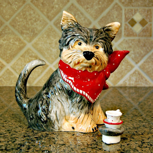 Ruby Red Dog Teapot Animal Ceramics Décor by Blue Sky Clayworks Heather Goldminc