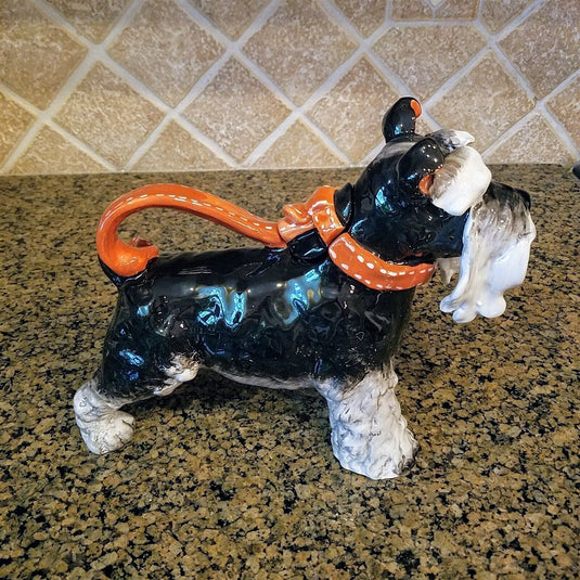 Grey Terrier Dog Teapot Ceramics Blue Sky Heather Goldminc Tea Pot Animal Decor