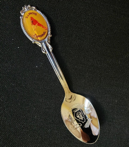 Illinois State Collector Souvenir Spoon 4.5 in with Red Cardinal