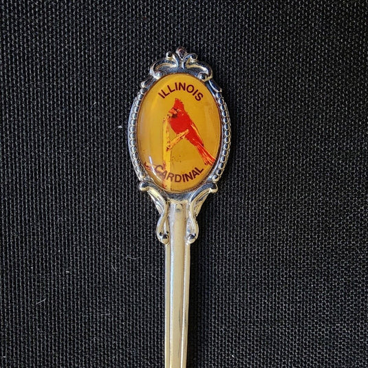 Illinois State Collector Souvenir Spoon 4.5 in with Red Cardinal
