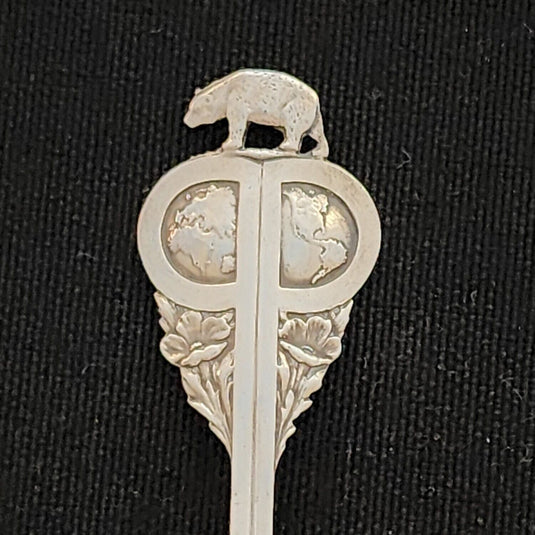 Panama Pacific Exposition Sterling Bear Souvenir Spoon 1914 Patent 5/14"