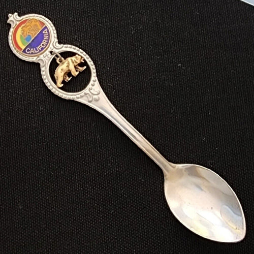 California State Collector Souvenir Spoon 4.5 inch with Bear Dangler