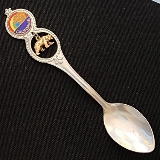 California State Collector Souvenir Spoon 4.5 inch with Bear Dangler