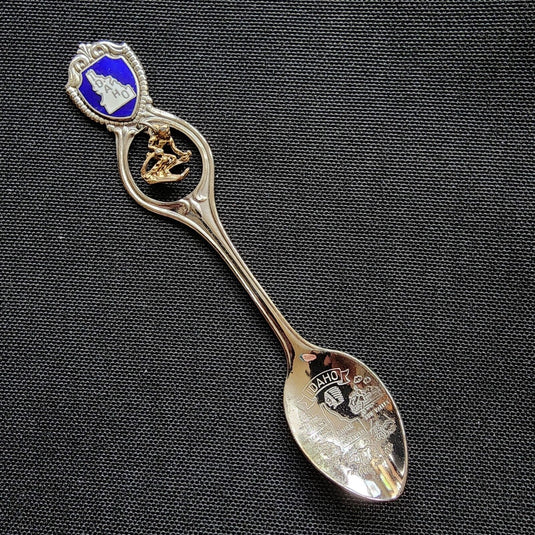 Idaho State Collector Souvenir Spoon 4.5" (11cm) with Down Hill Skier Dangler