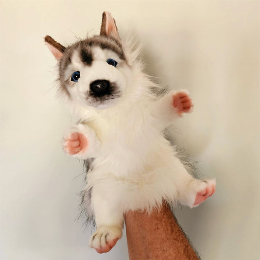 Husky Dog Hand Puppet by Hansa True to Life Looking Plush Animal Learning Toy