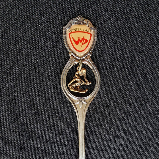 Winter Park Collector Souvenir Spoon 4.5" (11cm) with Down Hill Skier Dangler