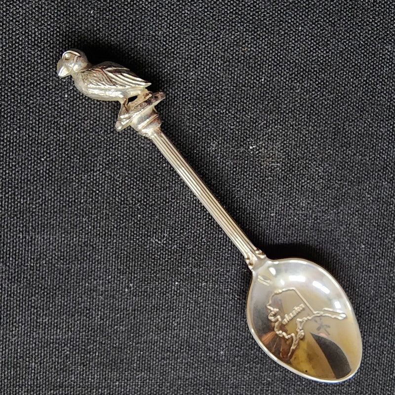 Load image into Gallery viewer, Alaska Horned Puffin Collector Souvenir Spoon 4.5&quot; (11cm) Silver Plated
